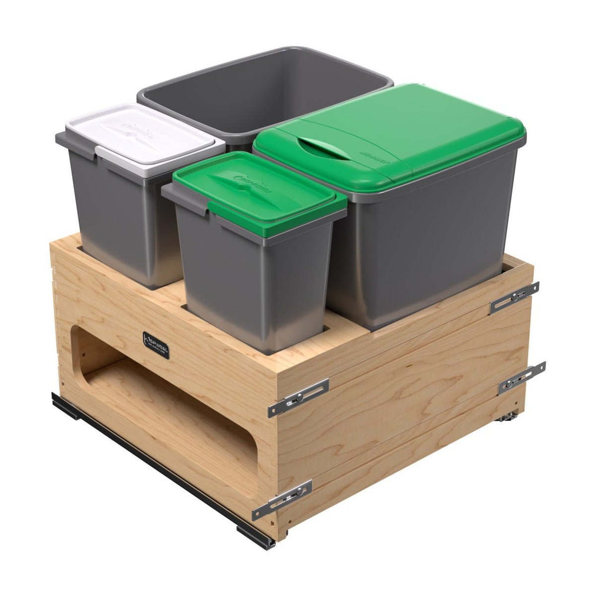 Rev-A-Shelf Wood Bottom Mount Waste Management Center with Soft-Close, 20.97"