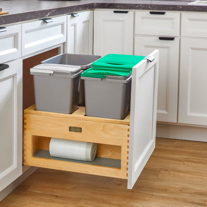 Rev-A-Shelf Wood Bottom Mount Waste Management Center with Soft-Close