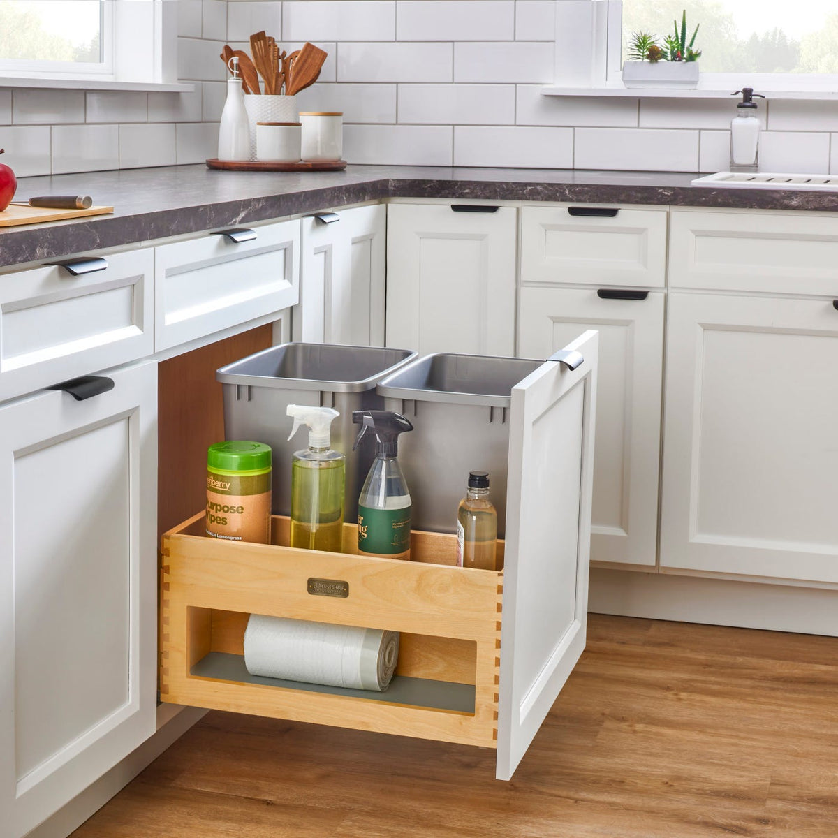 Rev-A-Shelf Wood Bottom Mount Waste Management Center with Soft-Close