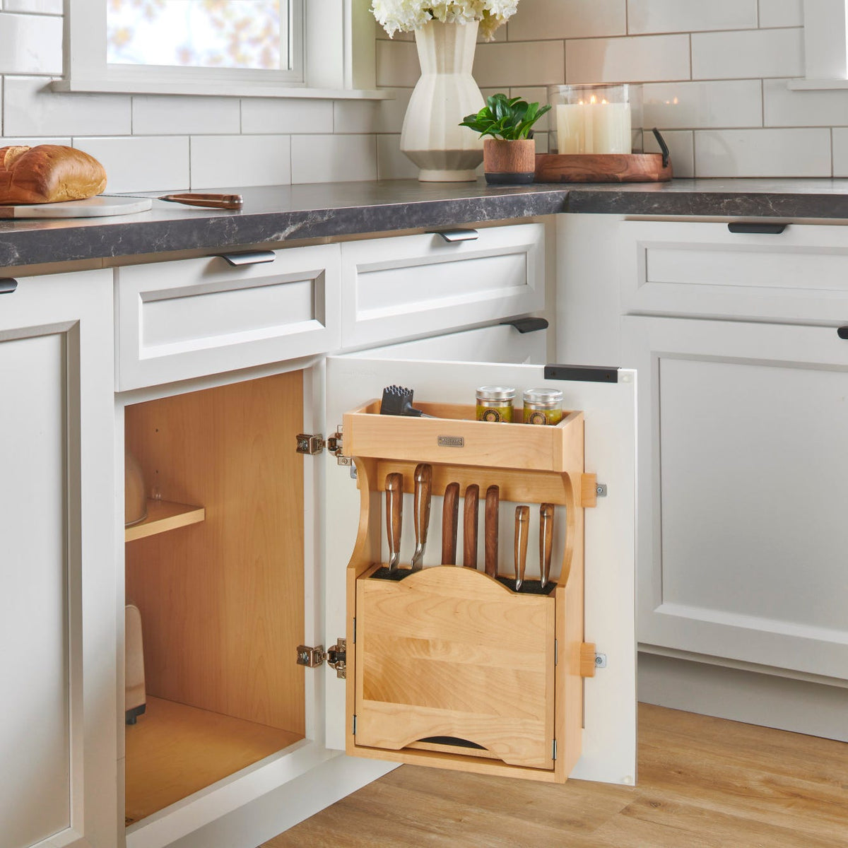 Rev-A-Shelf Wood Door-Mount Tip-Out Knife Storage Organizer