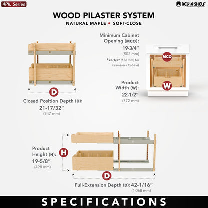 Rev-A-Shelf Wood Pilaster System Kit, natural maple