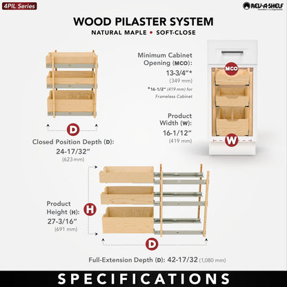 Rev-A-Shelf Wood Pilaster System Kit, natural maple