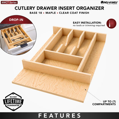 Rev-A-Shelf Wood Right Fit Cutlery Drawer Insert, natural maple