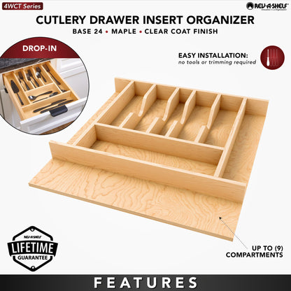 Rev-A-Shelf Wood Right Fit Cutlery Drawer Insert, natural maple