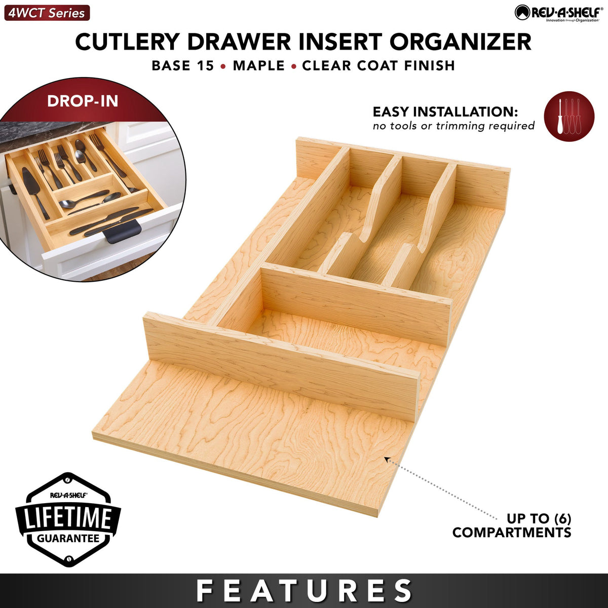 Rev-A-Shelf Wood Right Fit Cutlery Drawer Insert