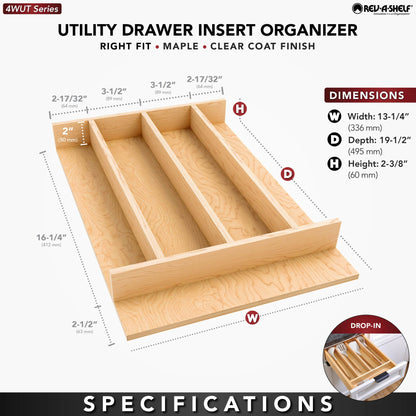 Rev-A-Shelf Wood Right Fit Utensil Drawer Insert, natural maple
