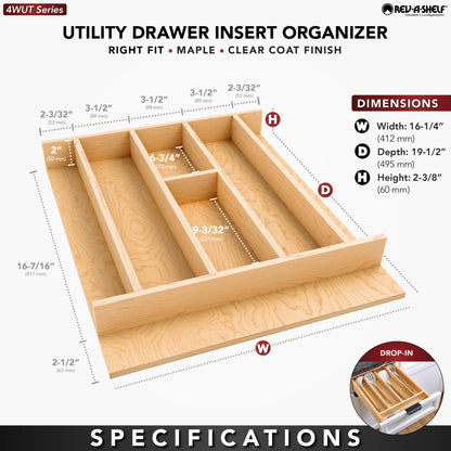 Rev-A-Shelf Wood Right Fit Utensil Drawer Insert, natural maple