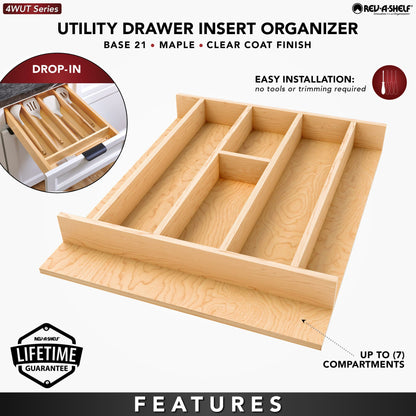 Rev-A-Shelf Wood Right Fit Utensil Drawer Insert, natural maple