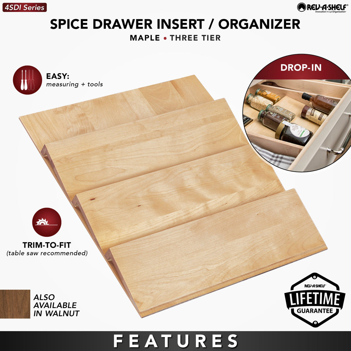 Rev-A-Shelf Wood Spice Drawer Insert