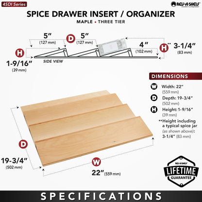 Rev-A-Shelf Wood Spice Drawer Insert, natural maple