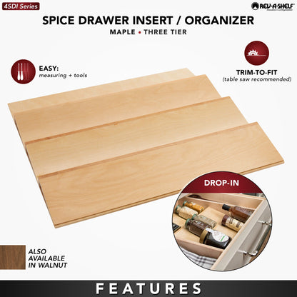 Rev-A-Shelf Wood Spice Drawer Insert, natural maple