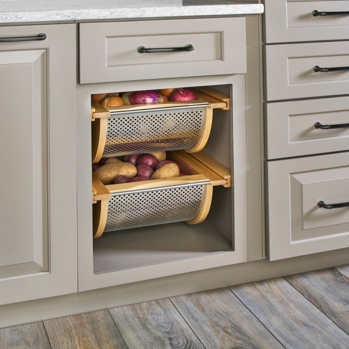 Rev-A-Shelf Wood/Stainless-Steel Produce Pullout Baskets