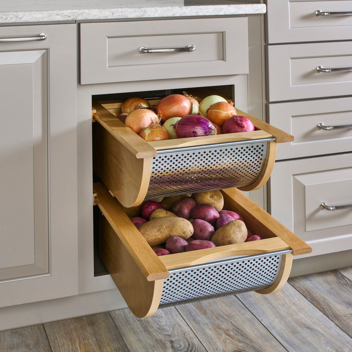 Rev-A-Shelf Wood/Stainless-Steel Produce Pullout Baskets