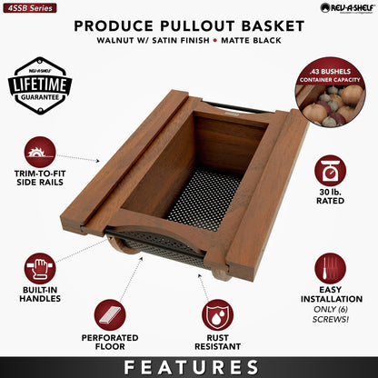 Rev-A-Shelf Wood/Stainless-Steel Produce Pullout Baskets, walnut