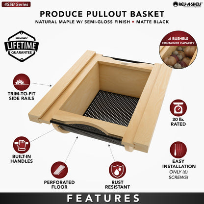 Rev-A-Shelf Wood/Stainless-Steel Produce Pullout Baskets, natural maple