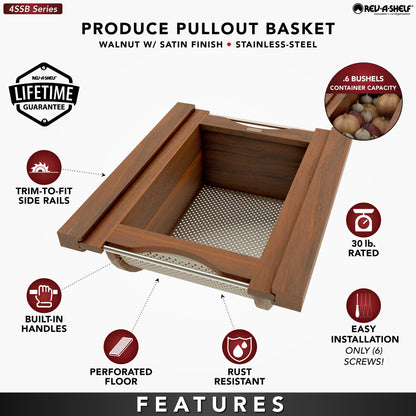 Rev-A-Shelf Wood/Stainless-Steel Produce Pullout Baskets, walnut