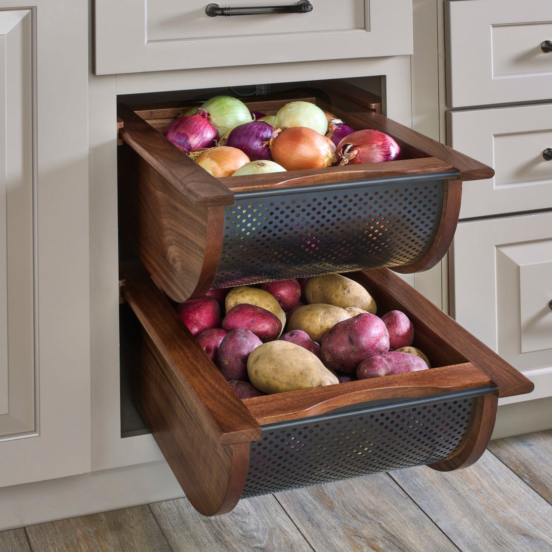 Rev-A-Shelf Wood/Stainless-Steel Produce Pullout Baskets