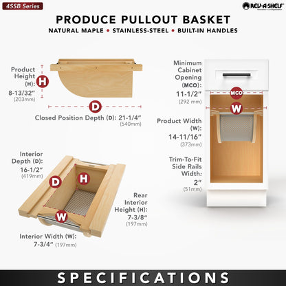 Rev-A-Shelf Wood/Stainless-Steel Produce Pullout Baskets