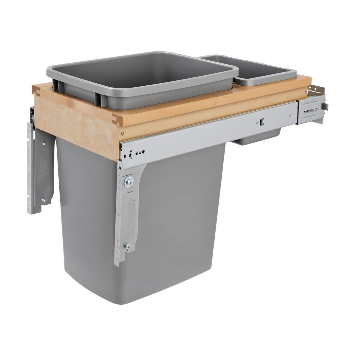 Rev-A-Shelf Wood Top Mount Waste Container, Silver, 12"