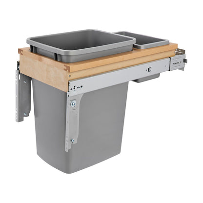 Rev-A-Shelf Wood Top Mount Waste Container, Silver, 12"