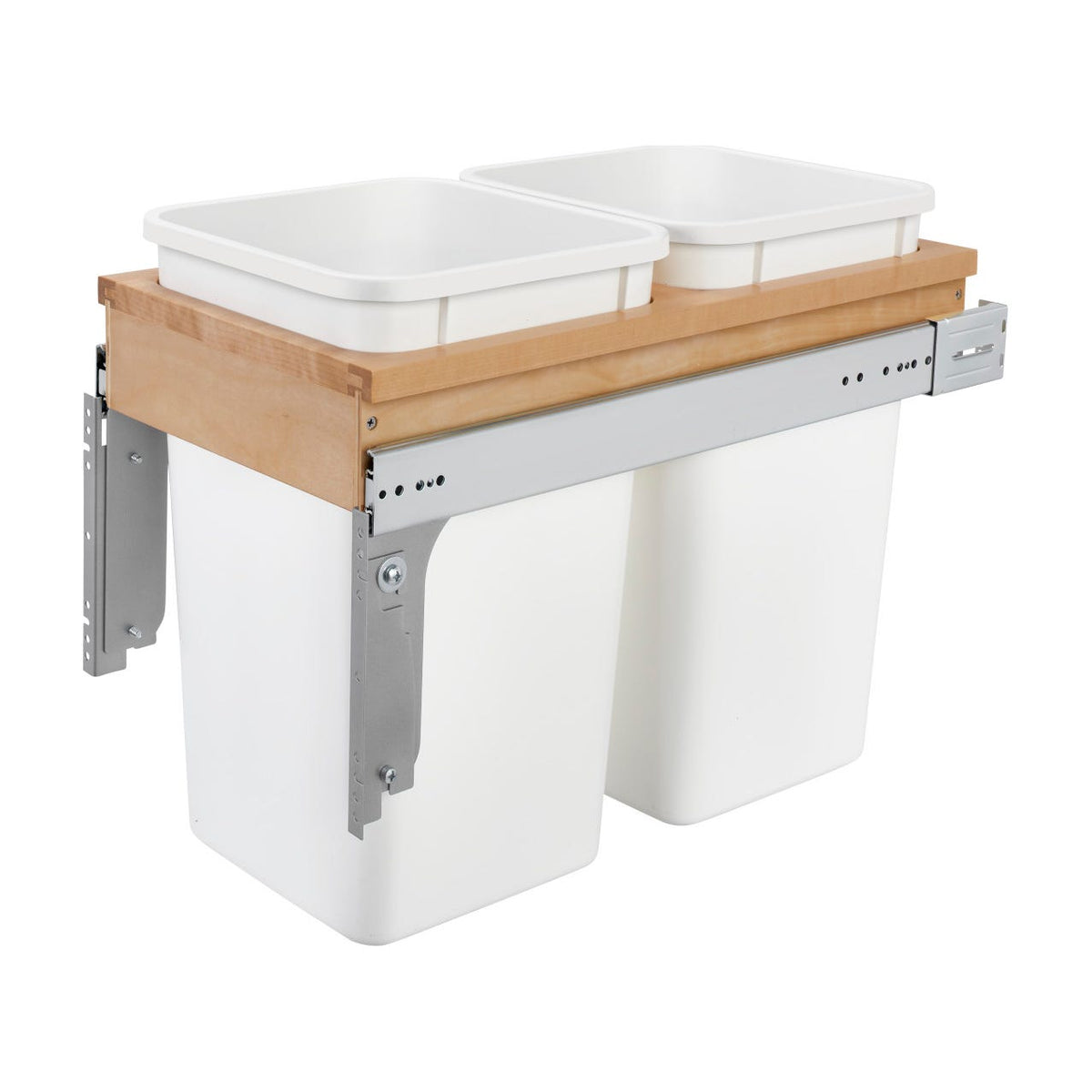 Rev-A-Shelf Wood Top Mount Waste Container, White, 1-1/2"