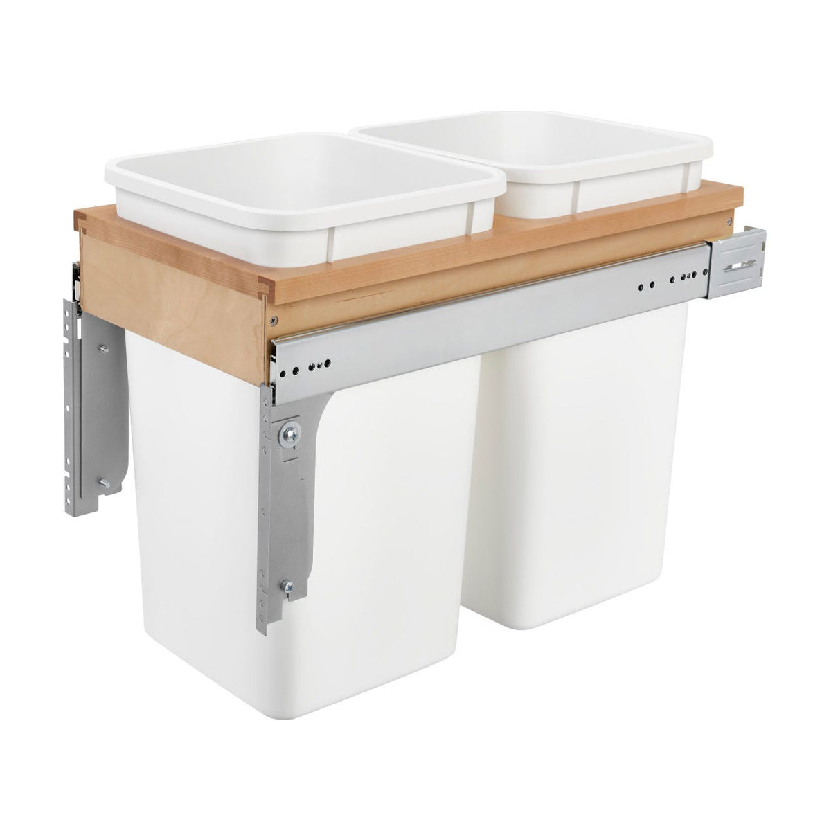 Rev-A-Shelf Wood Top Mount Waste Container, White, 1-5/8"