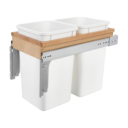Rev-A-Shelf Wood Top Mount Waste Container, White, 1-5/8"