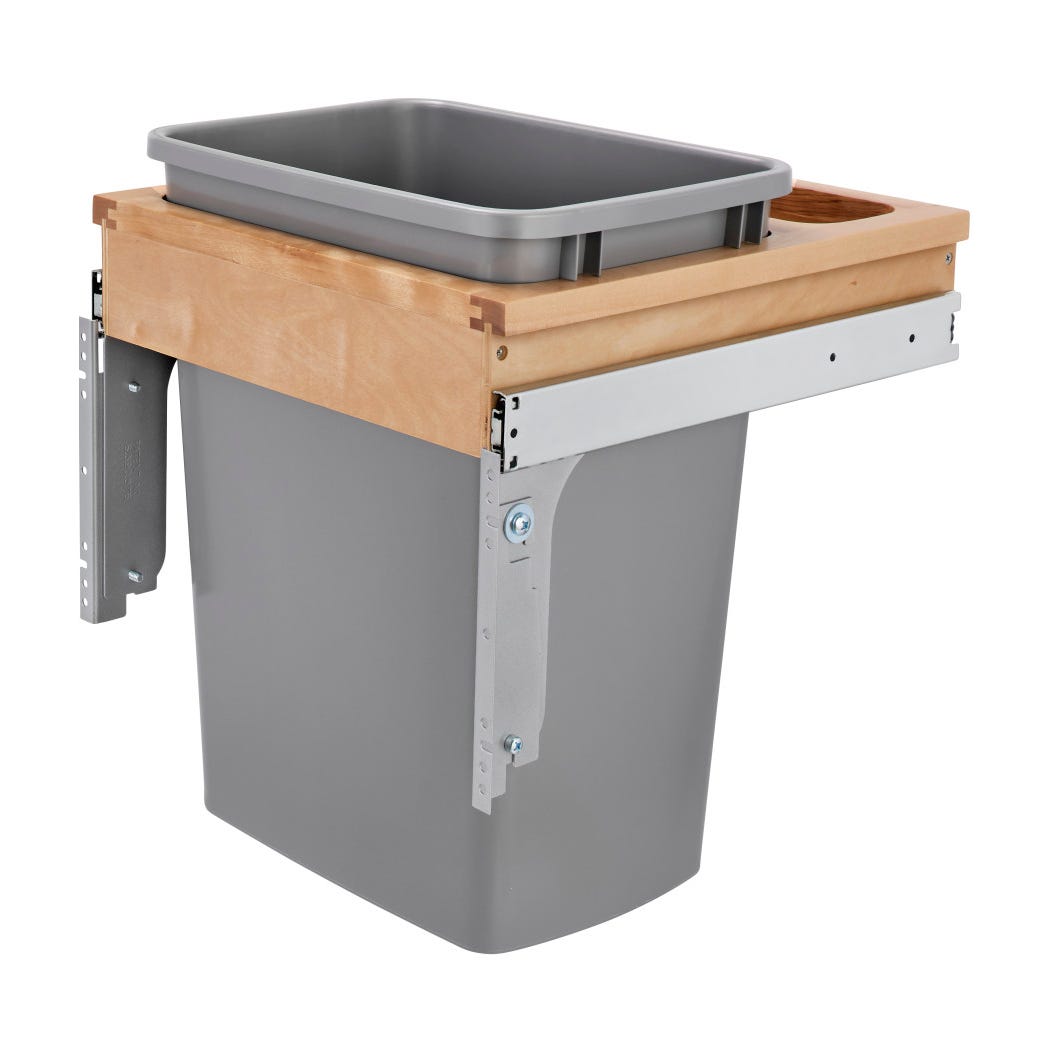 Rev-A-Shelf Wood Top Mount Waste Container, Silver, 15"