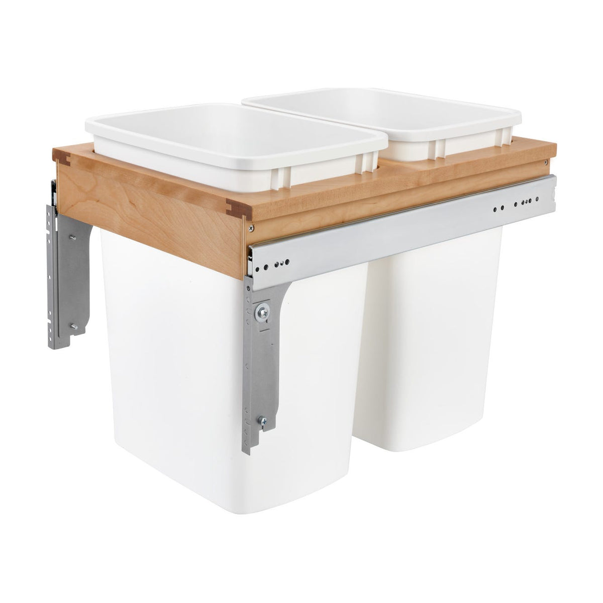 Rev-A-Shelf Wood Top Mount Waste Container, White, 16.5"
