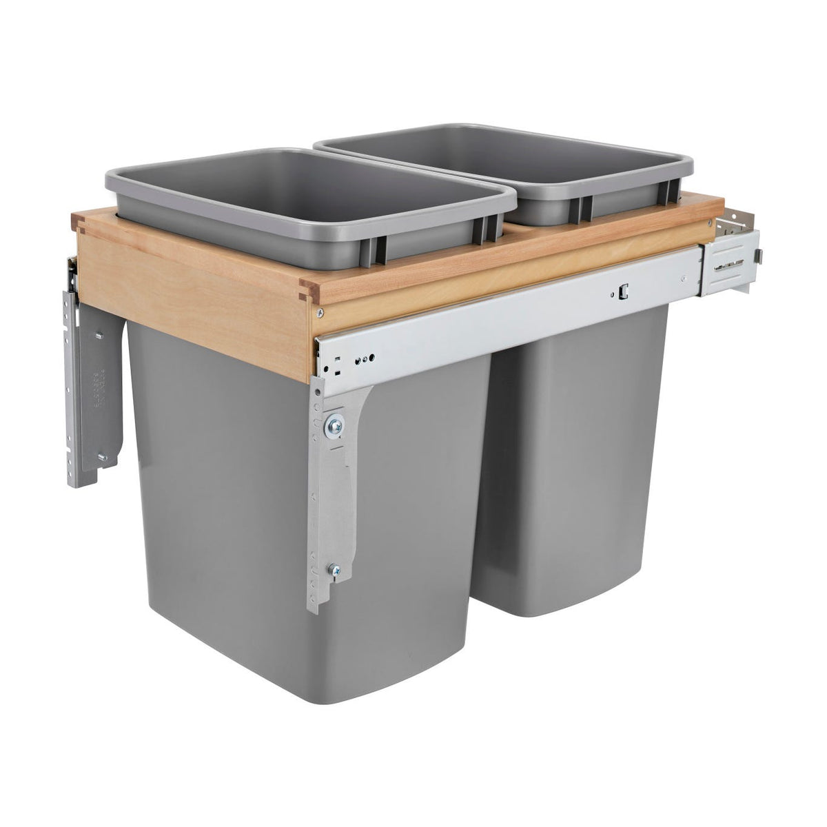 Rev-A-Shelf Wood Top Mount Waste Container, Silver, 15"
