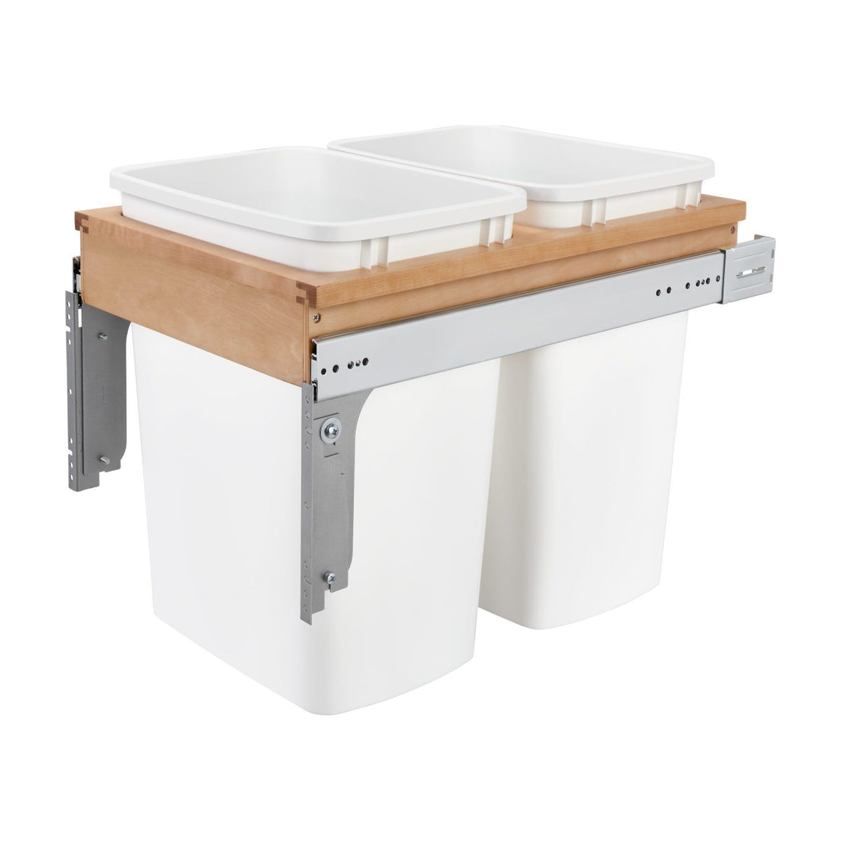 Rev-A-Shelf Wood Top Mount Waste Container, White, 1-1/2"