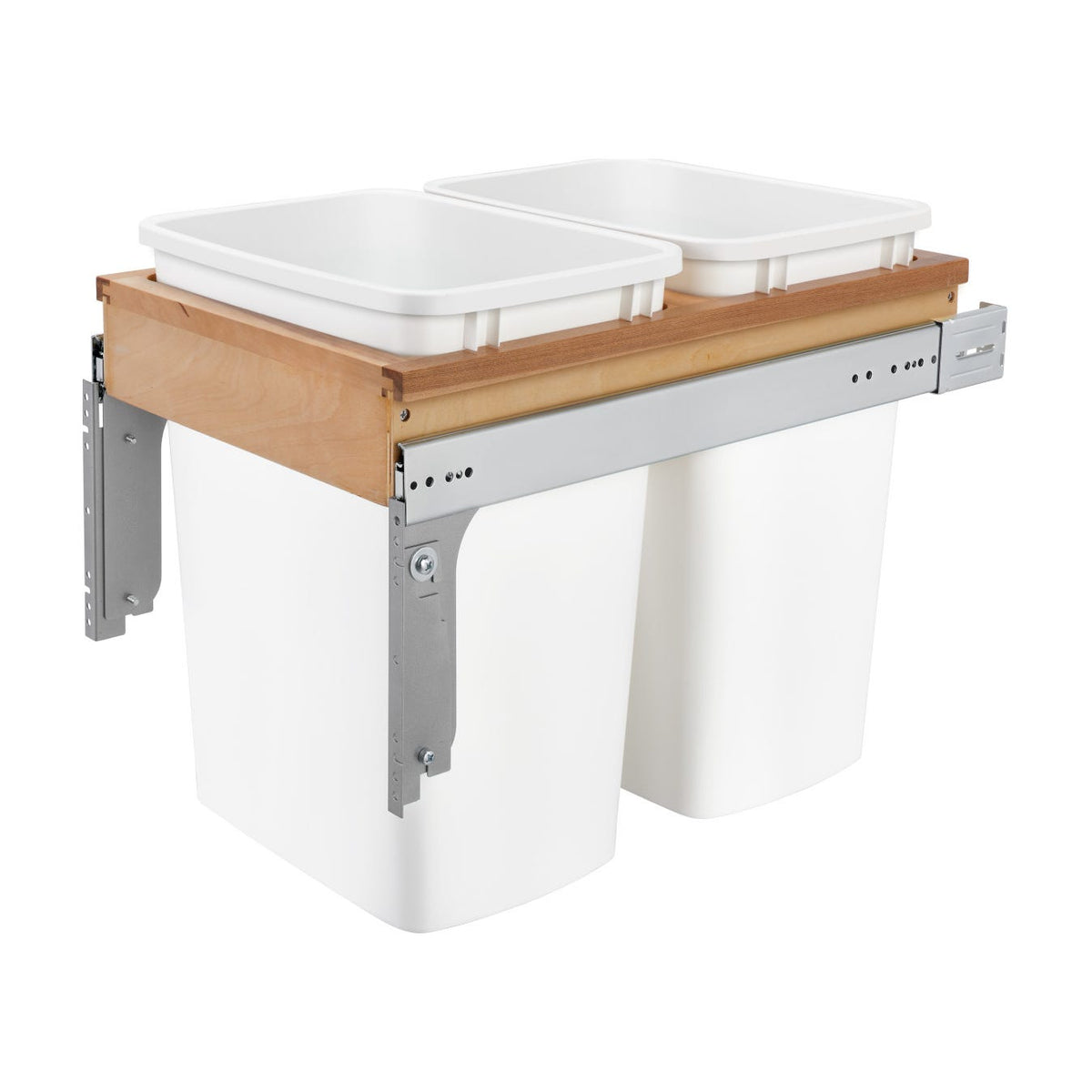 Rev-A-Shelf Wood Top Mount Waste Container, White, 1-5/8"