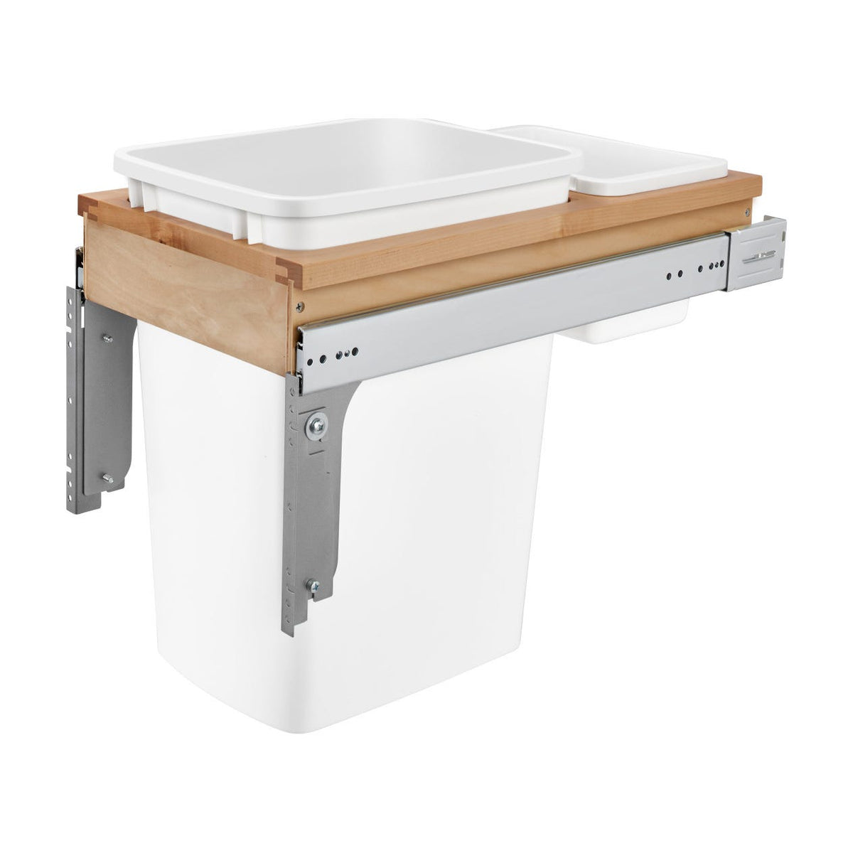 Rev-A-Shelf Wood Top Mount Waste Container, White, 1-1/2"