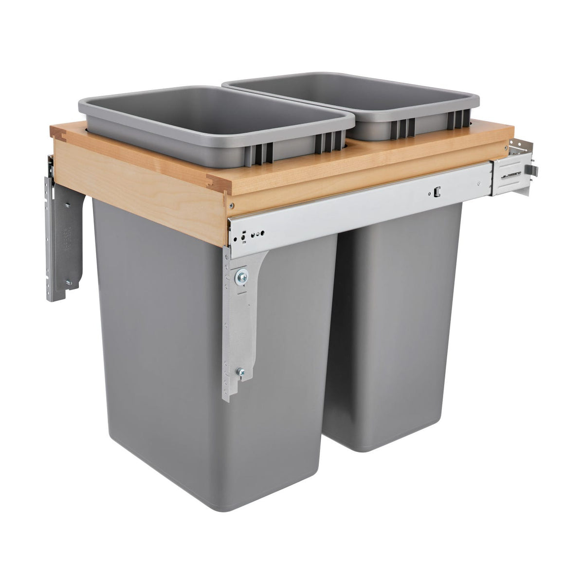 Rev-A-Shelf Wood Top Mount Waste Container, Silver, 18"