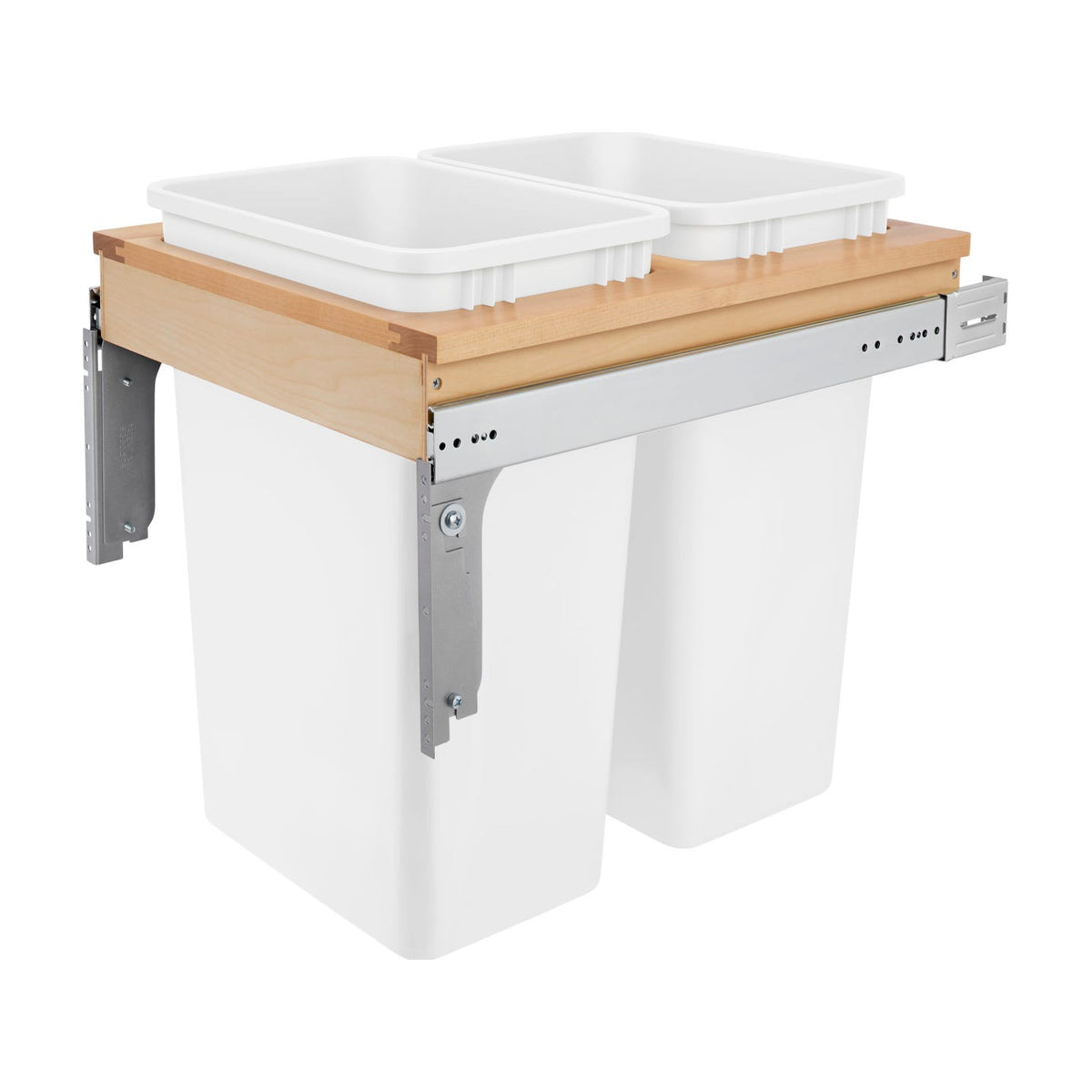 Rev-A-Shelf Wood Top Mount Waste Container, White, 1-1/2"