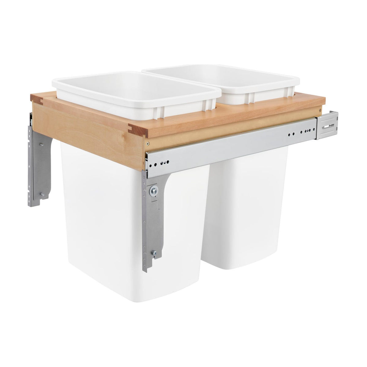Rev-A-Shelf Wood Top Mount Waste Container, White, 18"