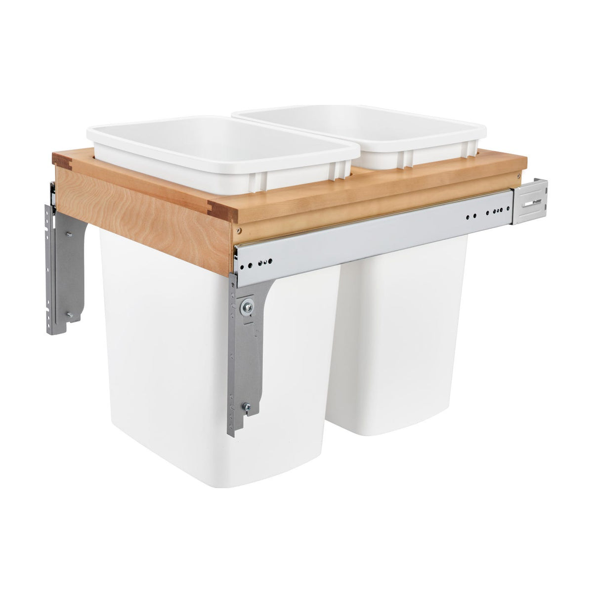 Rev-A-Shelf Wood Top Mount Waste Container, White, 17-3/4"
