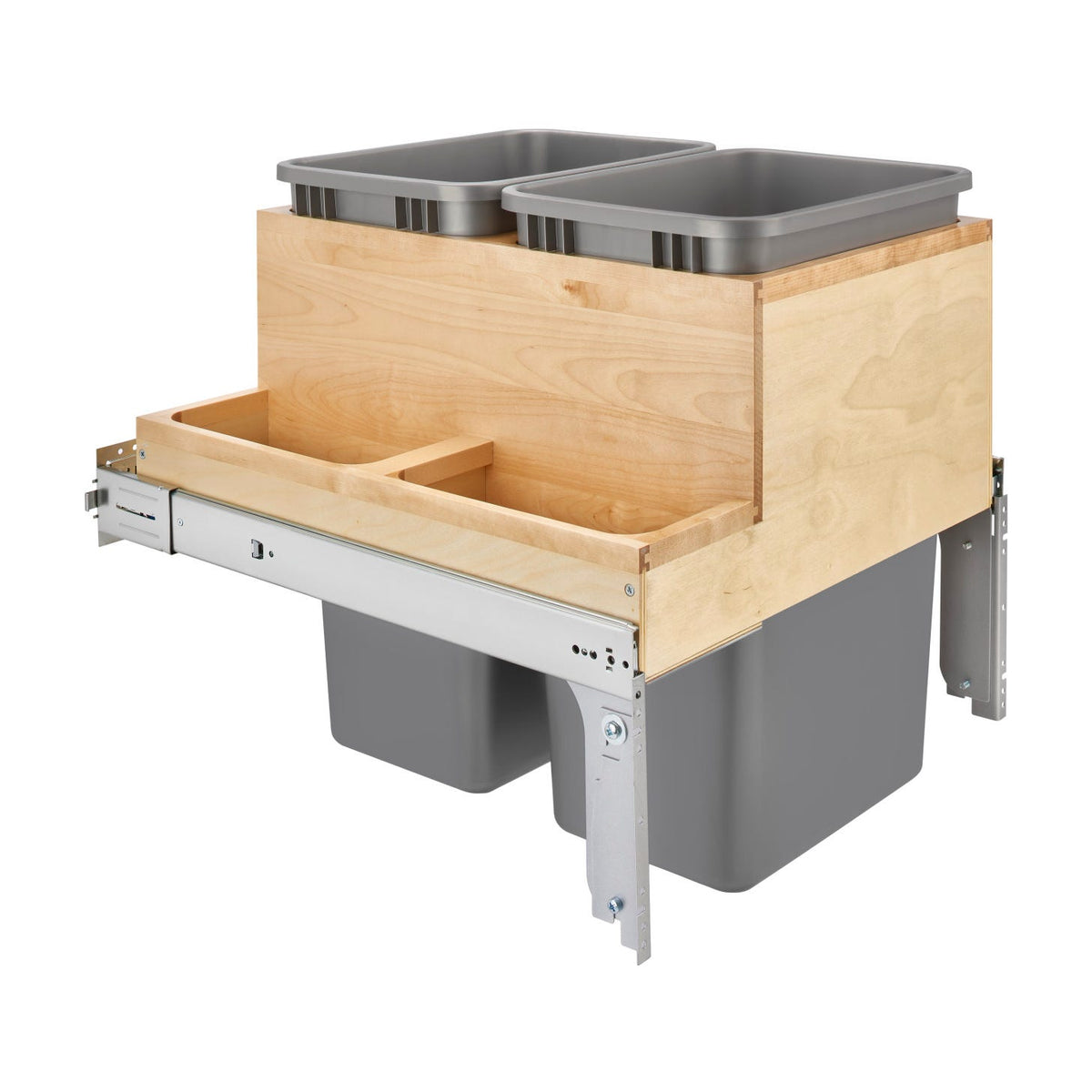 Rev-A-Shelf Wood Top Mount Waste Container, Silver, 21"