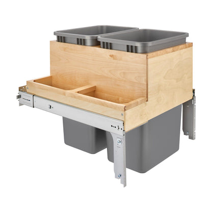 Rev-A-Shelf Wood Top Mount Waste Container, Silver, 21"