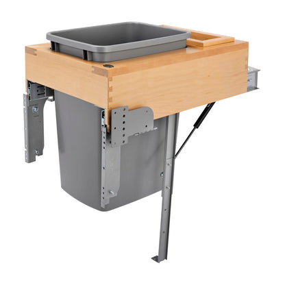 Rev-A-Shelf Wood Top Mount Waste Container, Silver, 15.38"