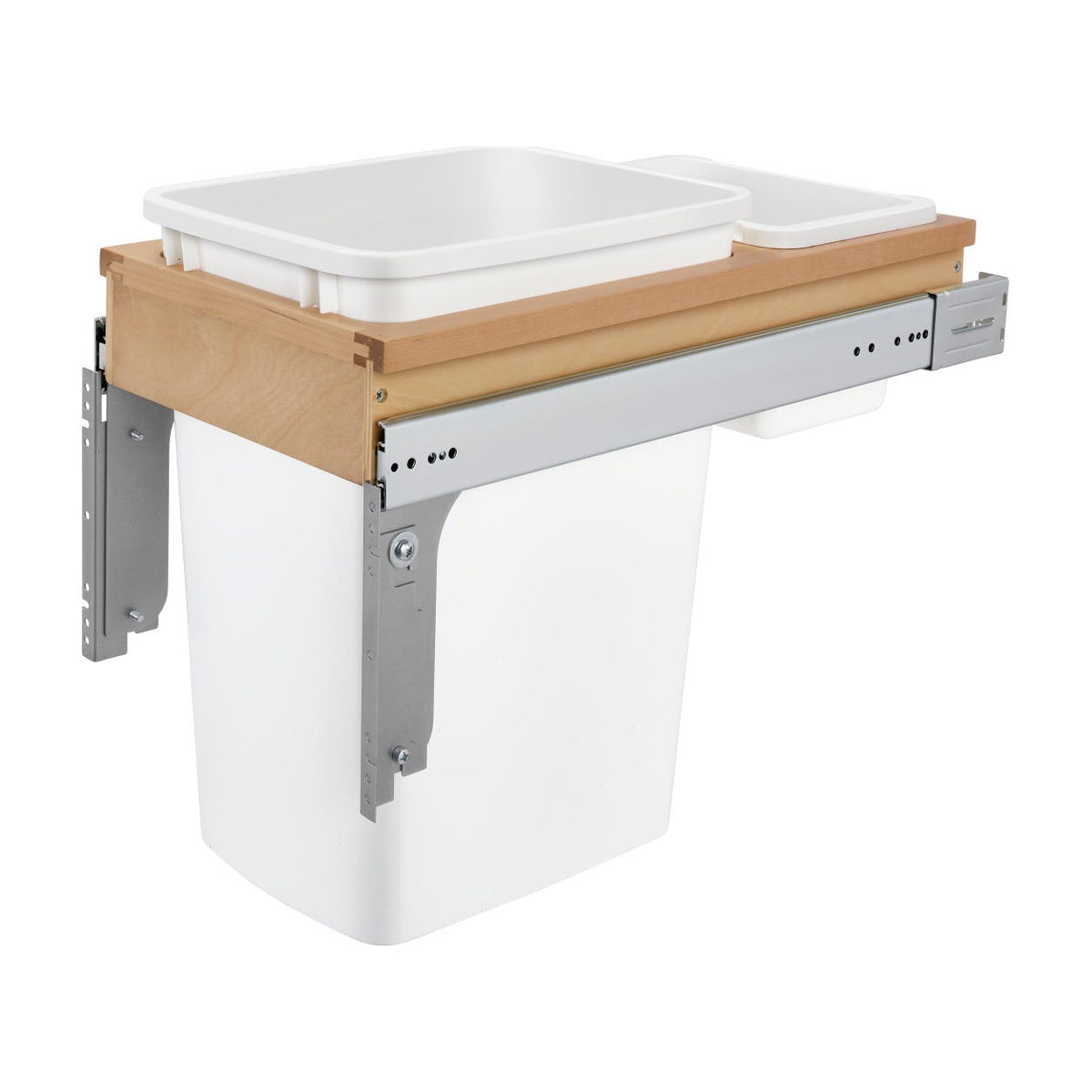 Rev-A-Shelf Wood Top Mount Waste Container, White, 1-5/8"