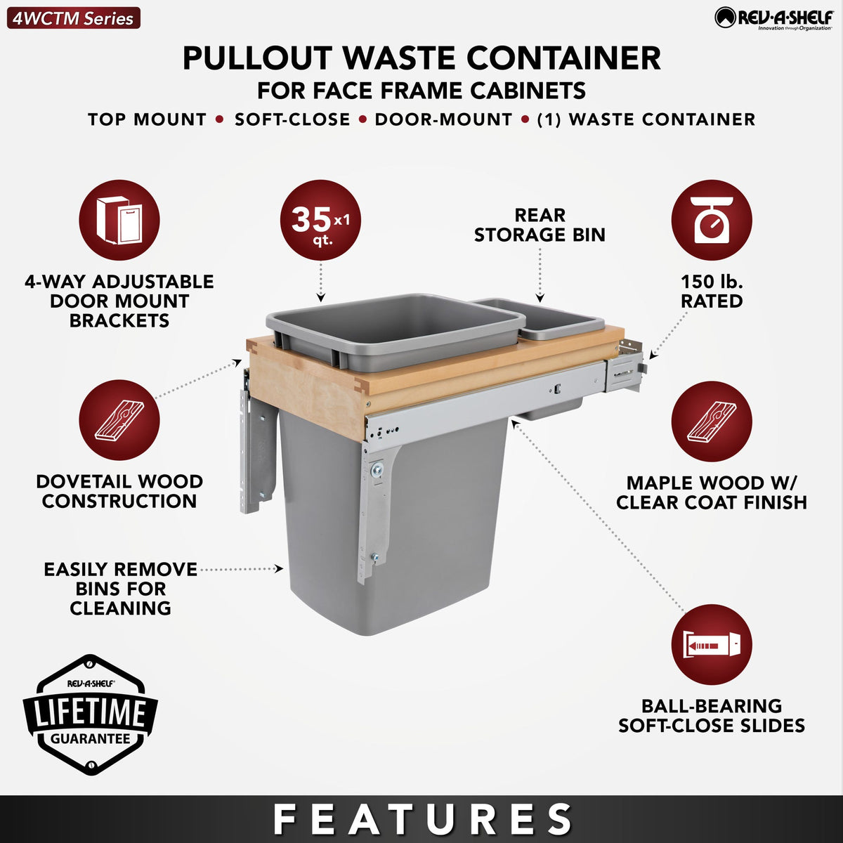 Rev-A-Shelf Wood Top Mount Waste Container