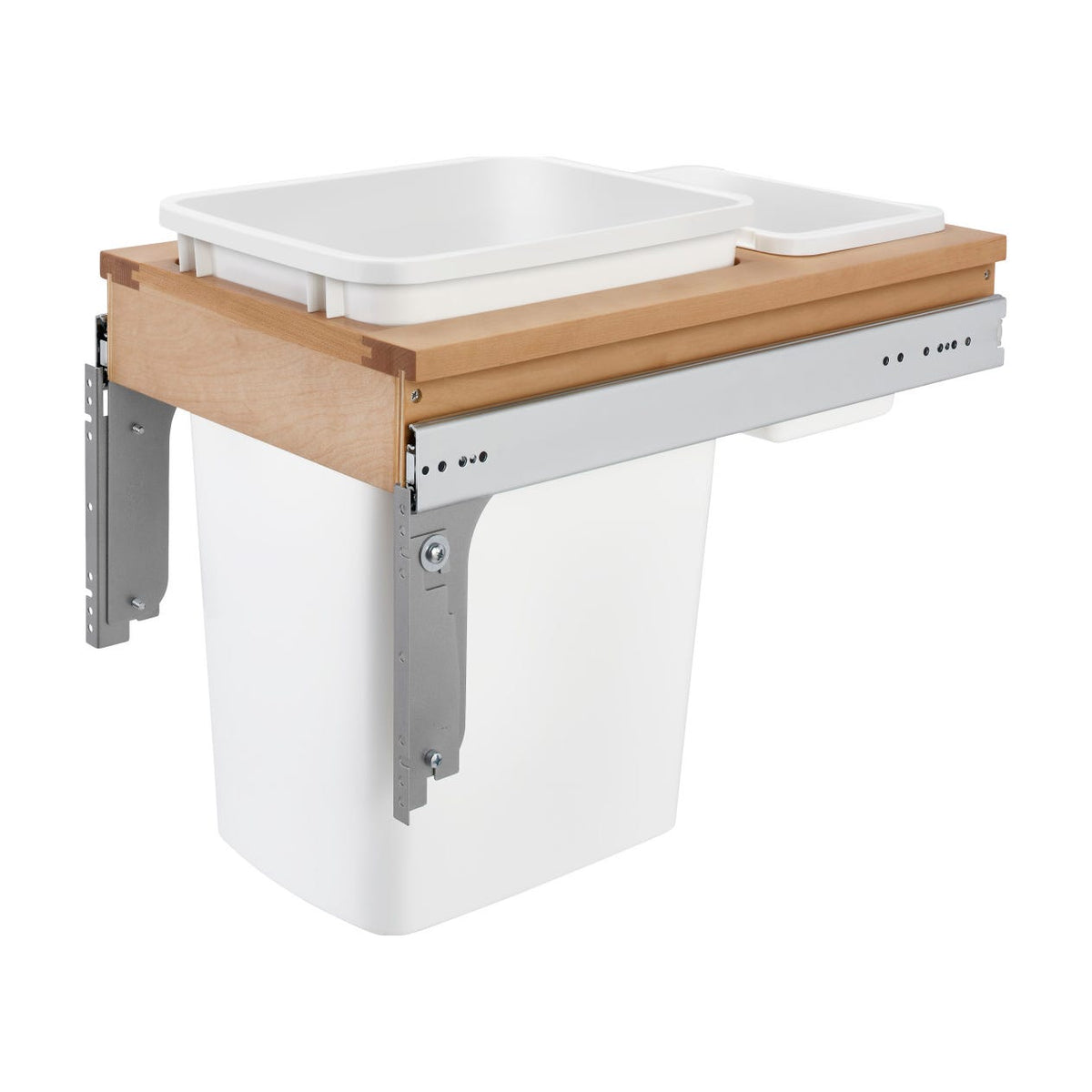 Rev-A-Shelf Wood Top Mount Waste Container, White, 13.5"