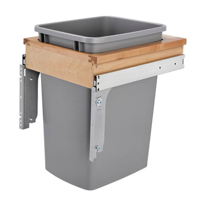 Rev-A-Shelf Wood Top Mount Waste Container, Silver, 12"