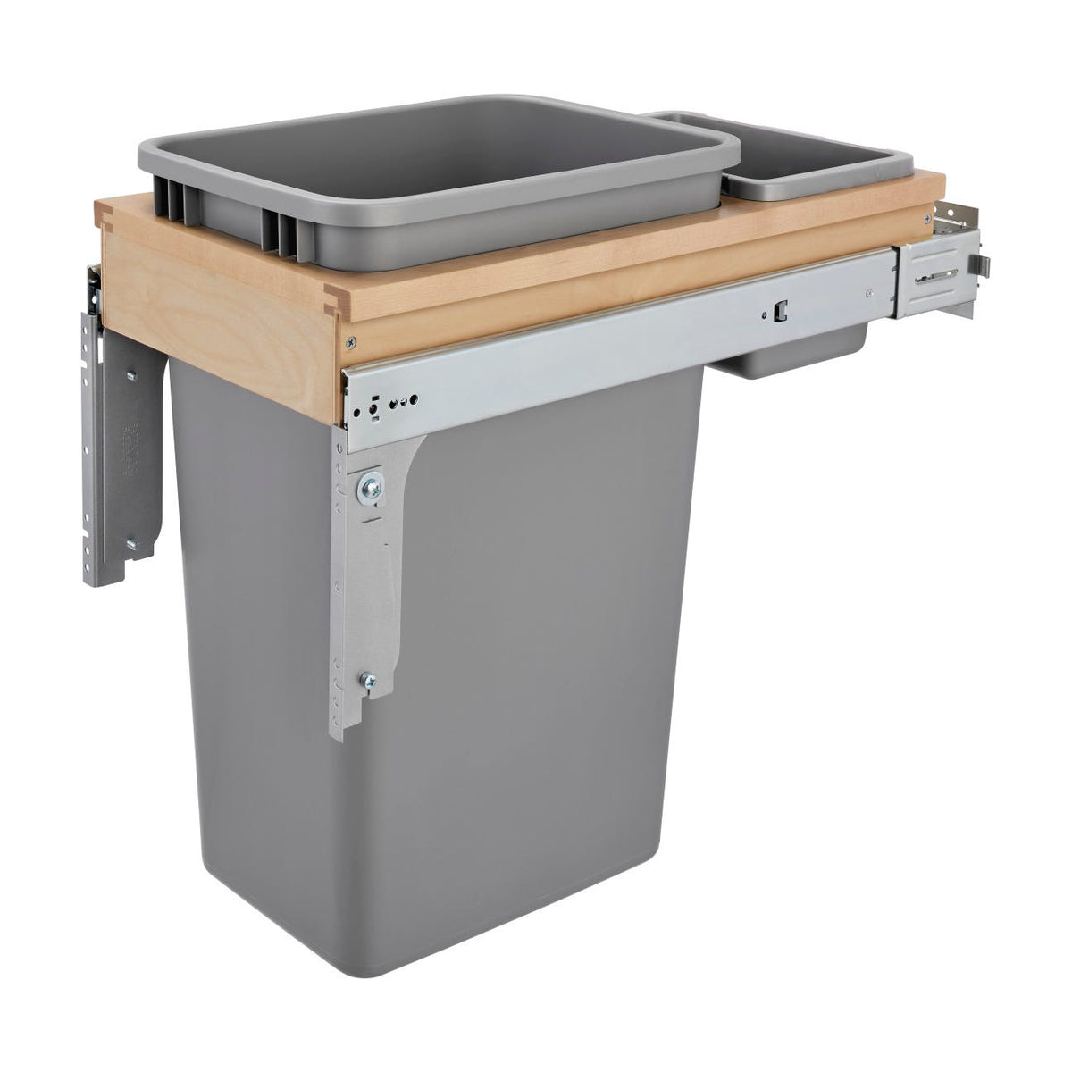 Rev-A-Shelf Wood Top Mount Waste Container, Silver, 12"