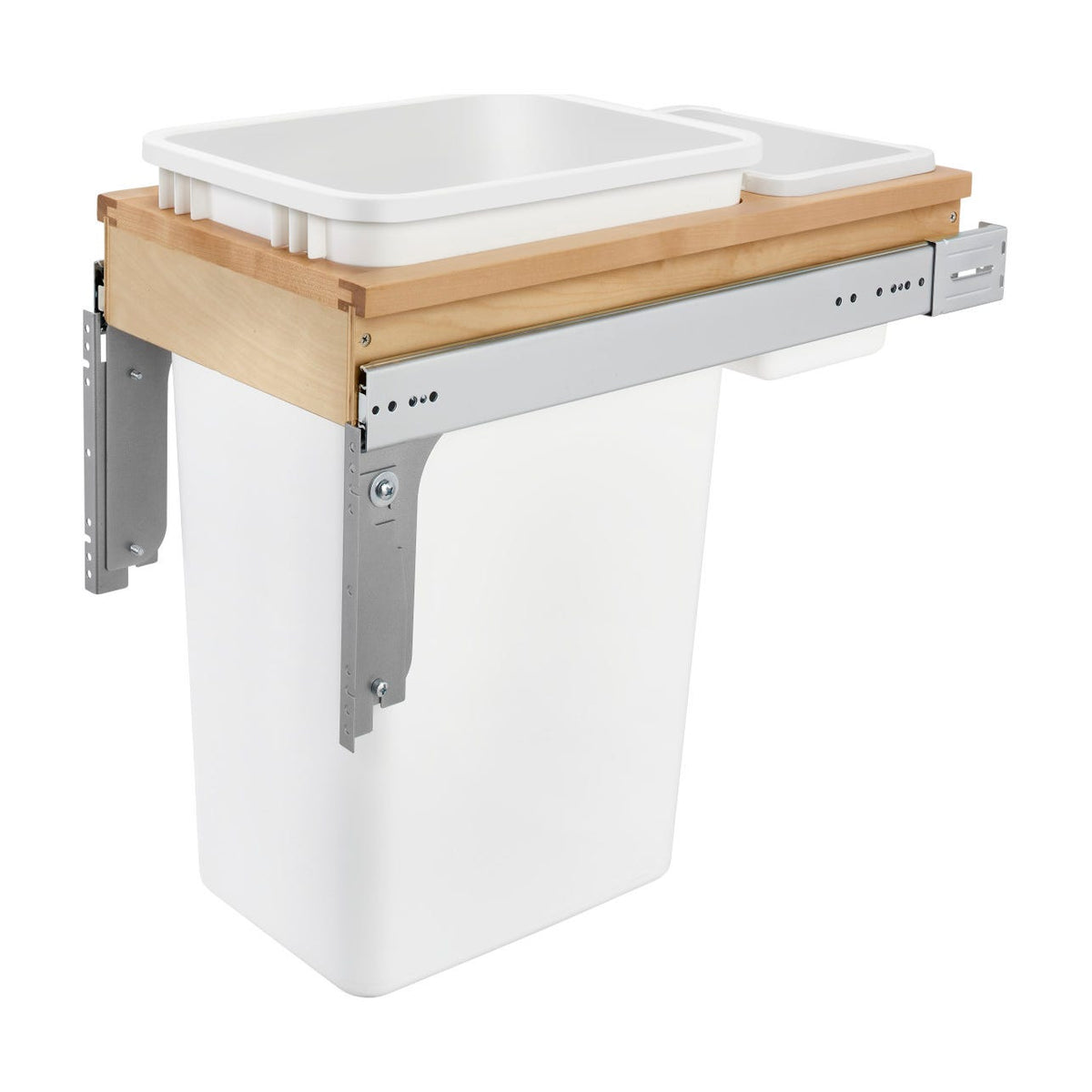 Rev-A-Shelf Wood Top Mount Waste Container, White, 1-1/2"