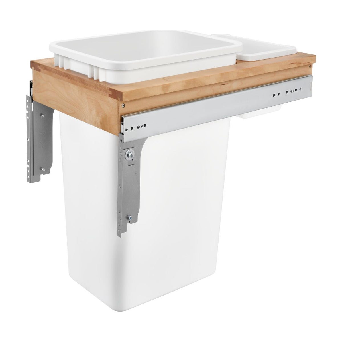 Rev-A-Shelf Wood Top Mount Waste Container, White, 13.5"