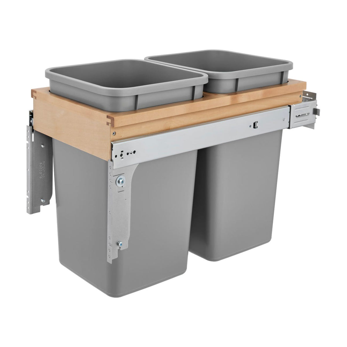 Rev-A-Shelf Wood Top Mount Waste Container, Silver, 12"