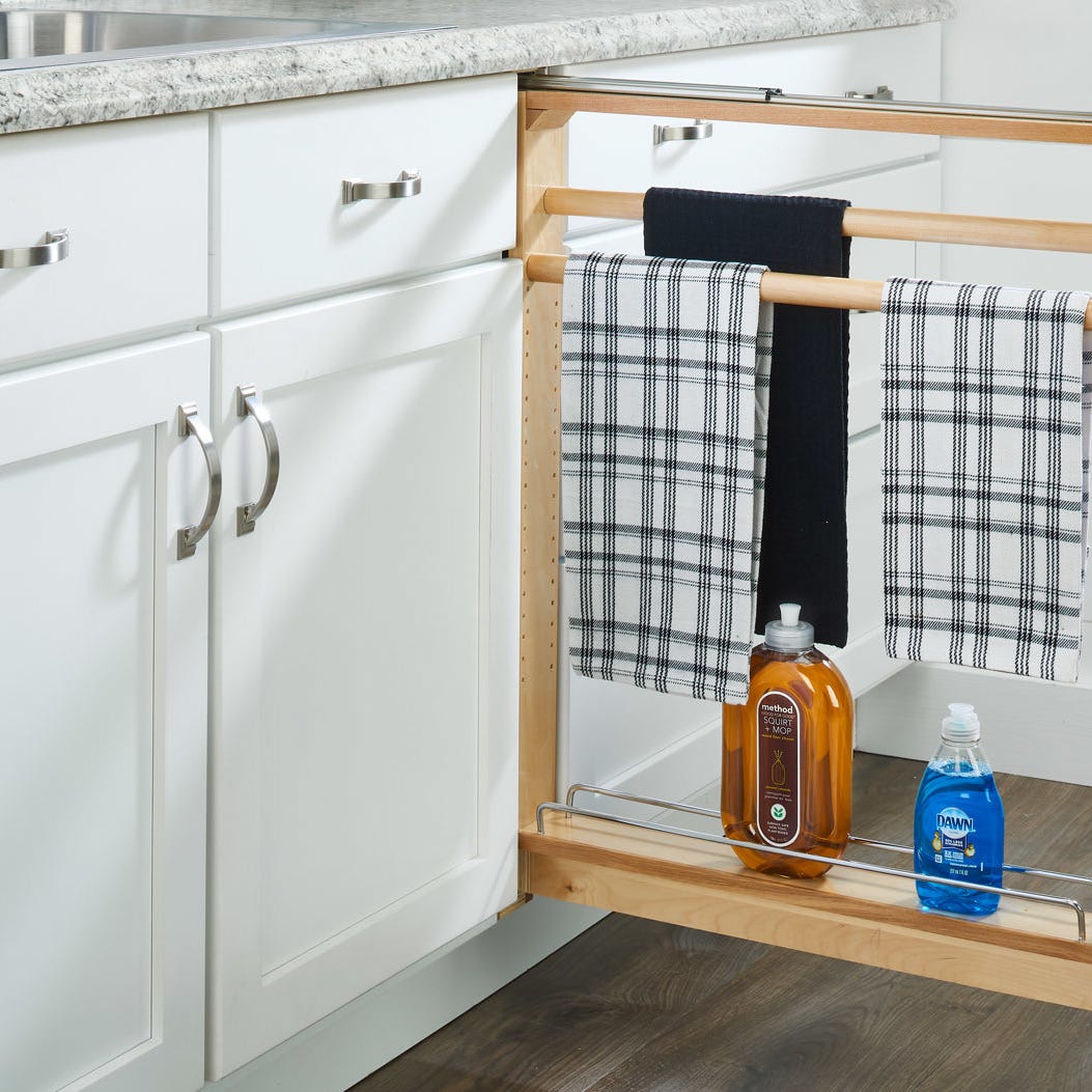 Rev-A-Shelf Wood Towel Bar Filler Pullout Organizer