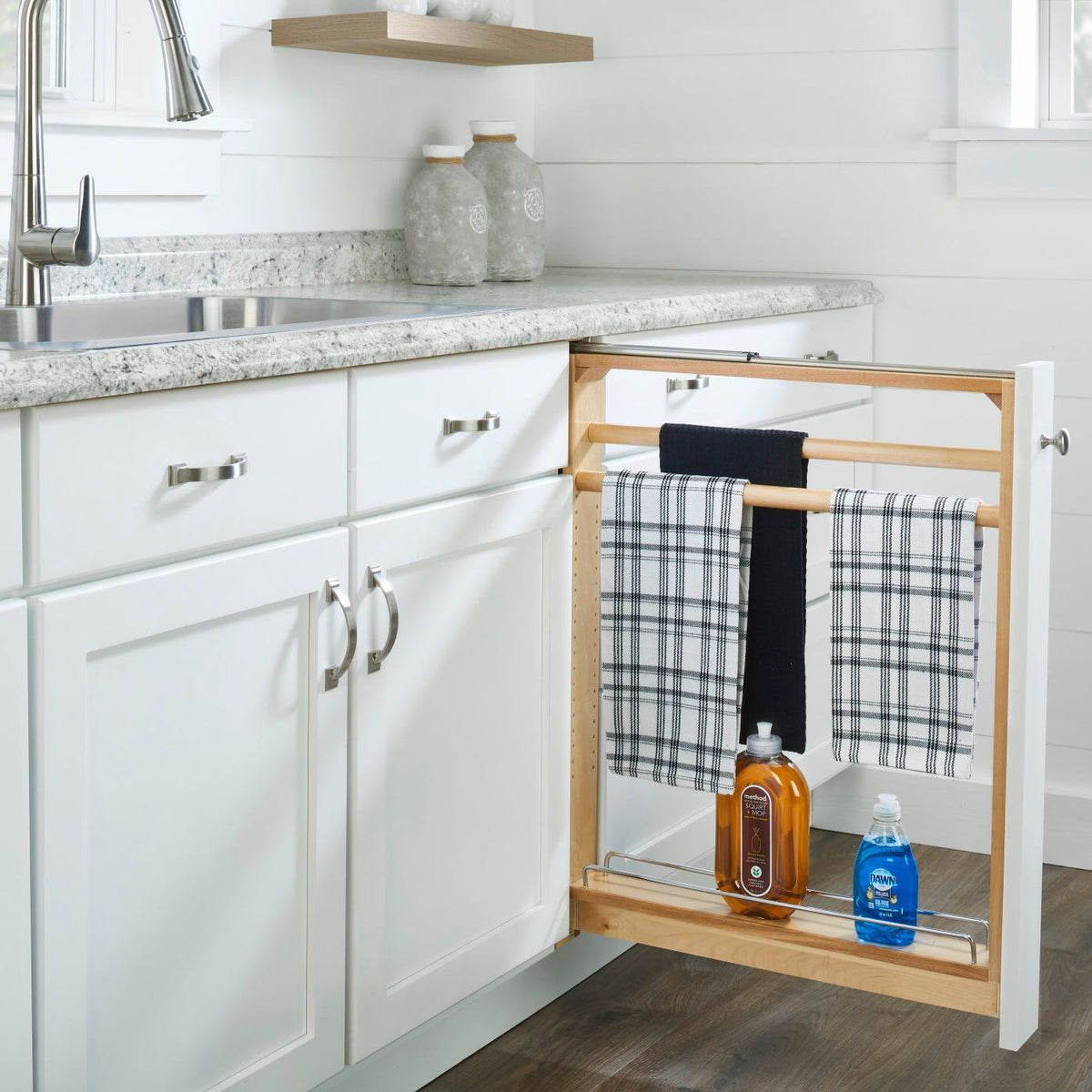 Rev-A-Shelf Wood Towel Bar Filler Pullout Organizer